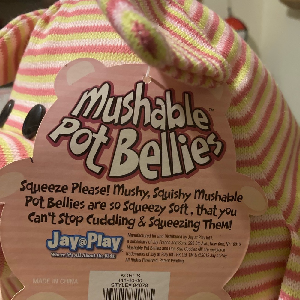 New Mushable Pot Bellies pink striped pig plush - Picture 6 of 7
